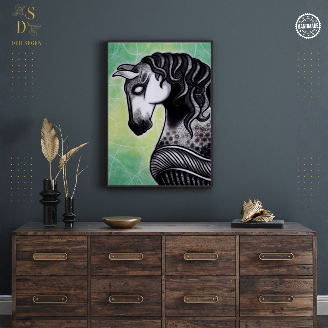 Black horse contemporary art painting