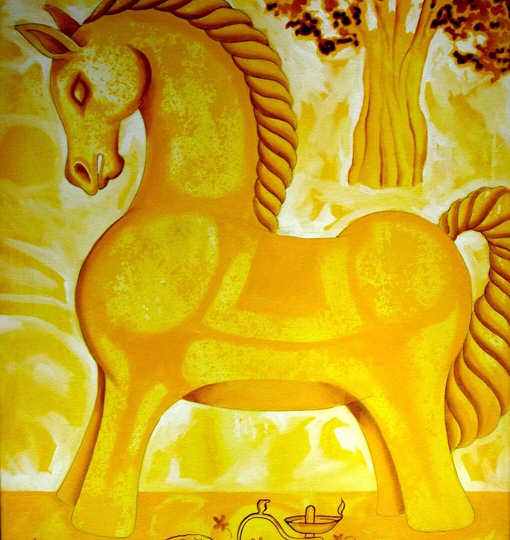 Ashwamegh mythological horse painting by Sunil Chawdike