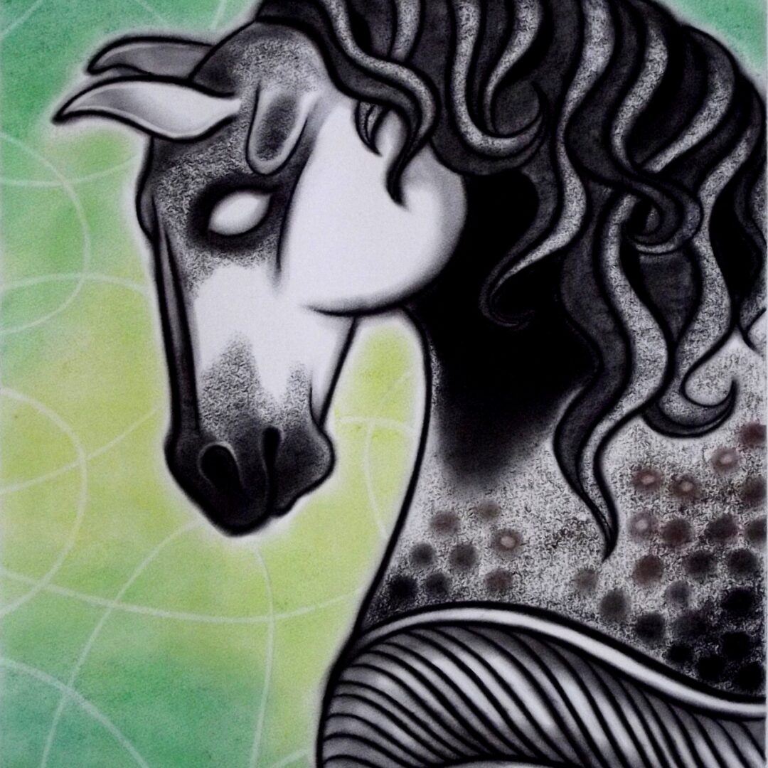 Black horse contemporary art painting