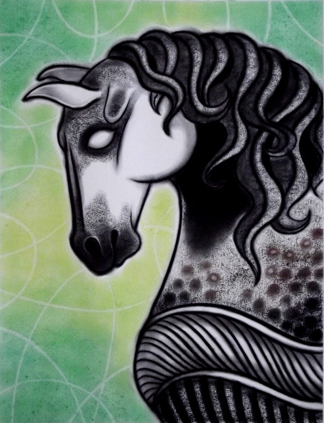 Black horse contemporary art painting