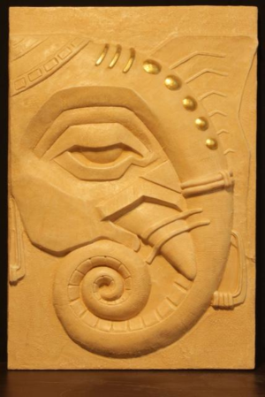 Ganesh ji's Sacred energy in the form of a mural made by using wood, resin and cold ceramic